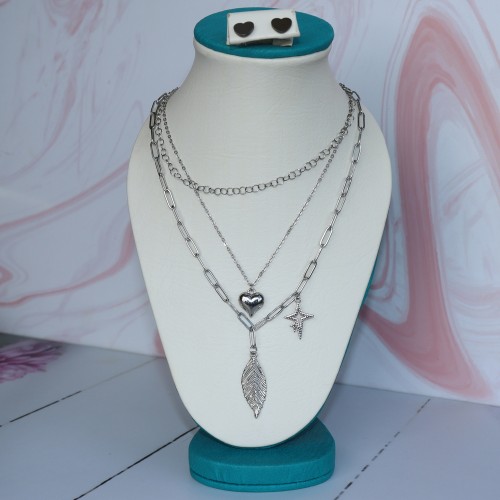 Set collar Layering + Aretes Corazón